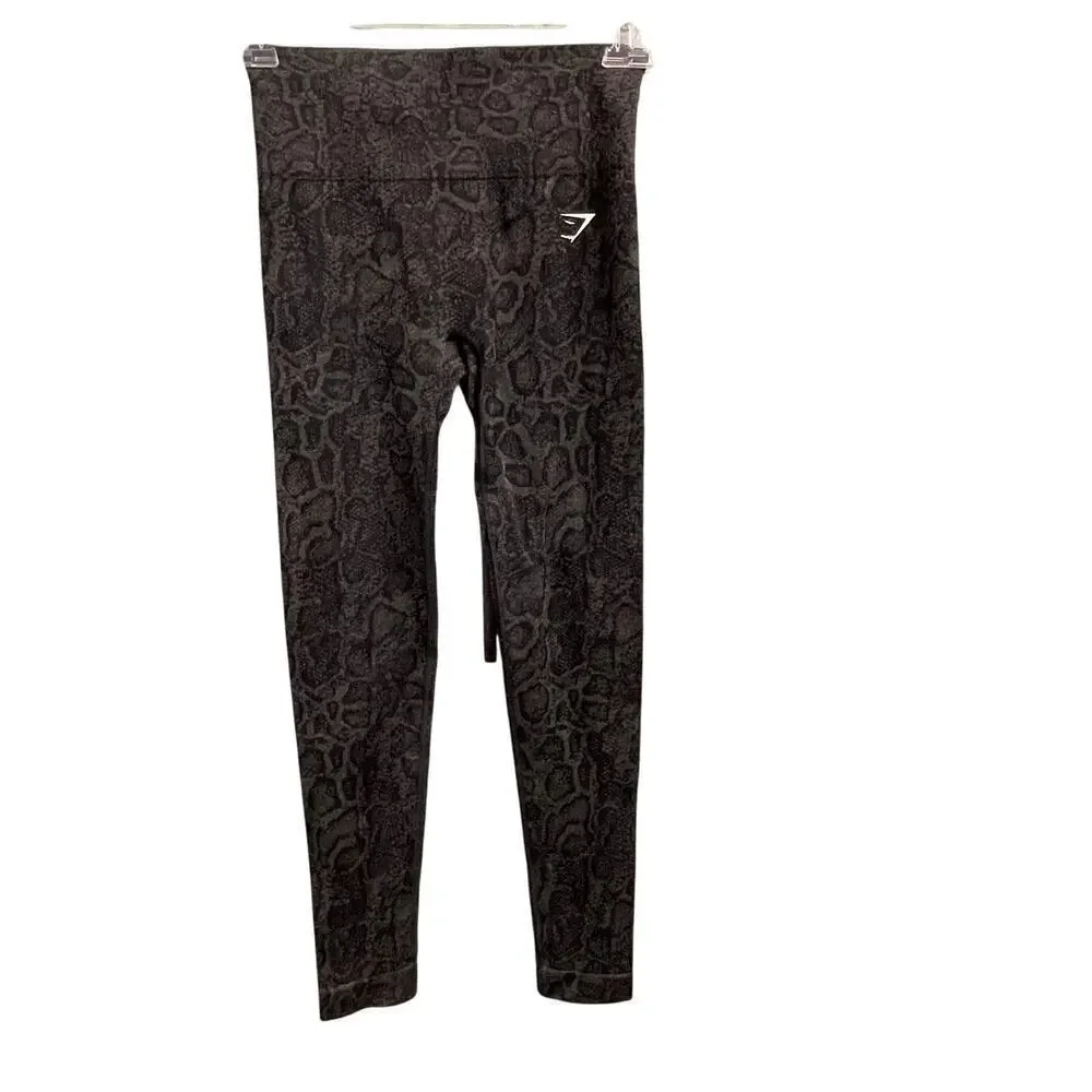 Gymshark Snake Print Leggings XS Small 7/8 Length Pull On Wide Waistband